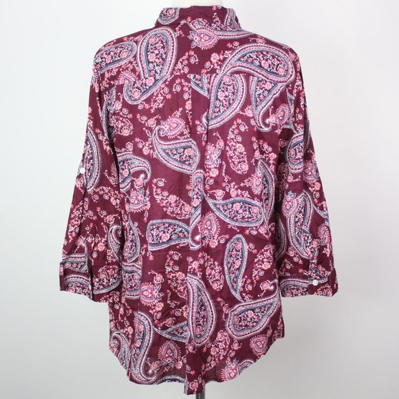 Croft & Barrow Womens 2XL Paisley Button Shirt - Picture 2 of 5